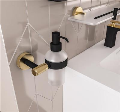 Eastbrook Catania messing zeepdispenser zwart mat en messing geborsteld