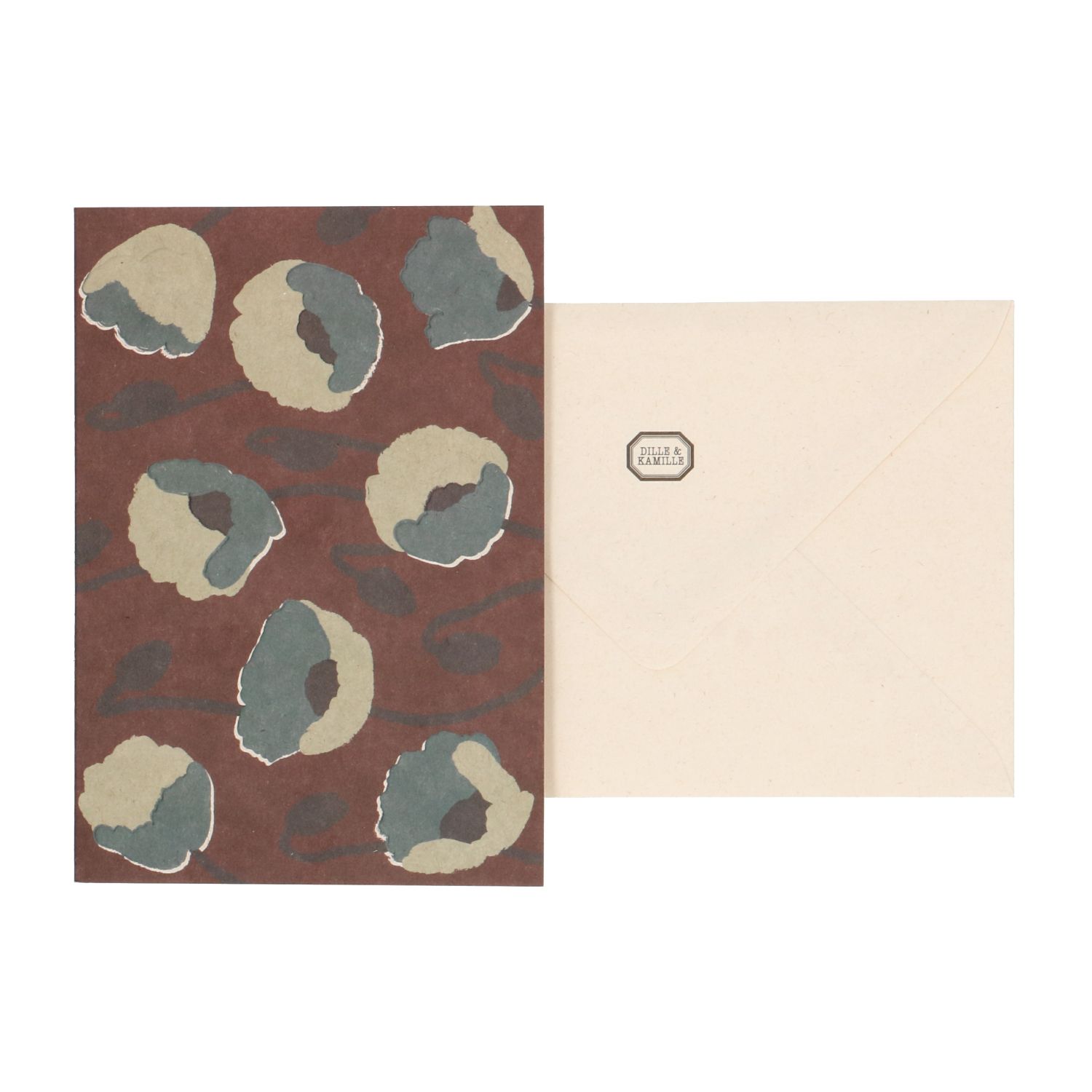 Kaart met envelop, klaprozen, blauw