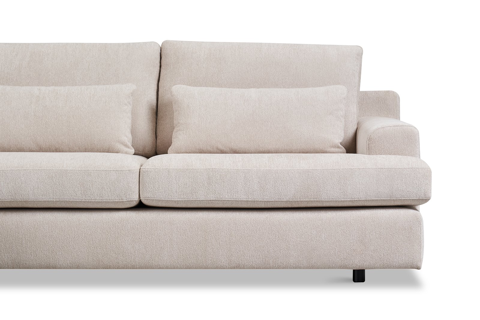 Roma Sofa 2,5-seter med sjeselong venstre. Tekstil Raven 24 Light Beige med sorte ben
