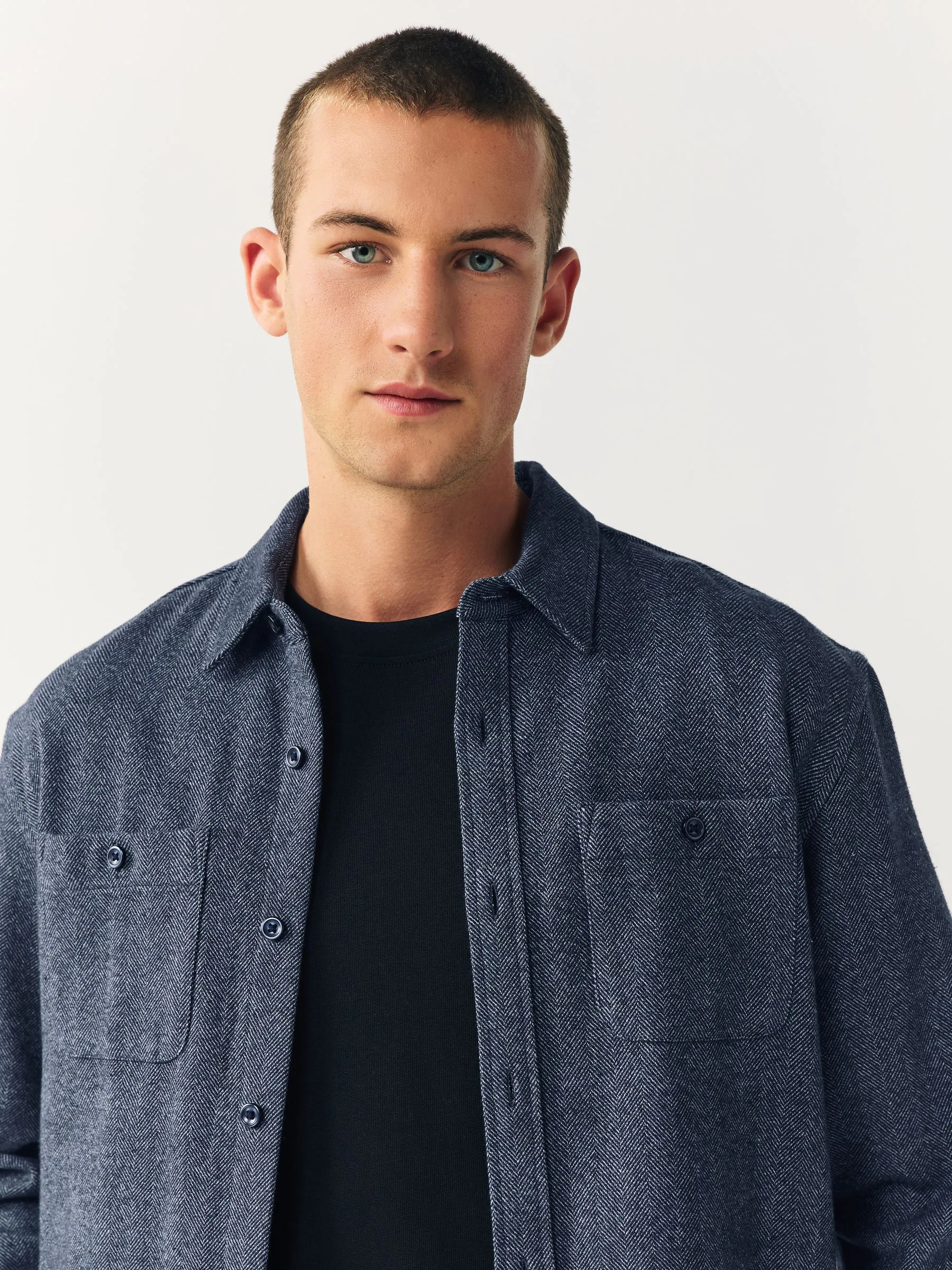 Blauw - Herringbone Shacket Overshirt