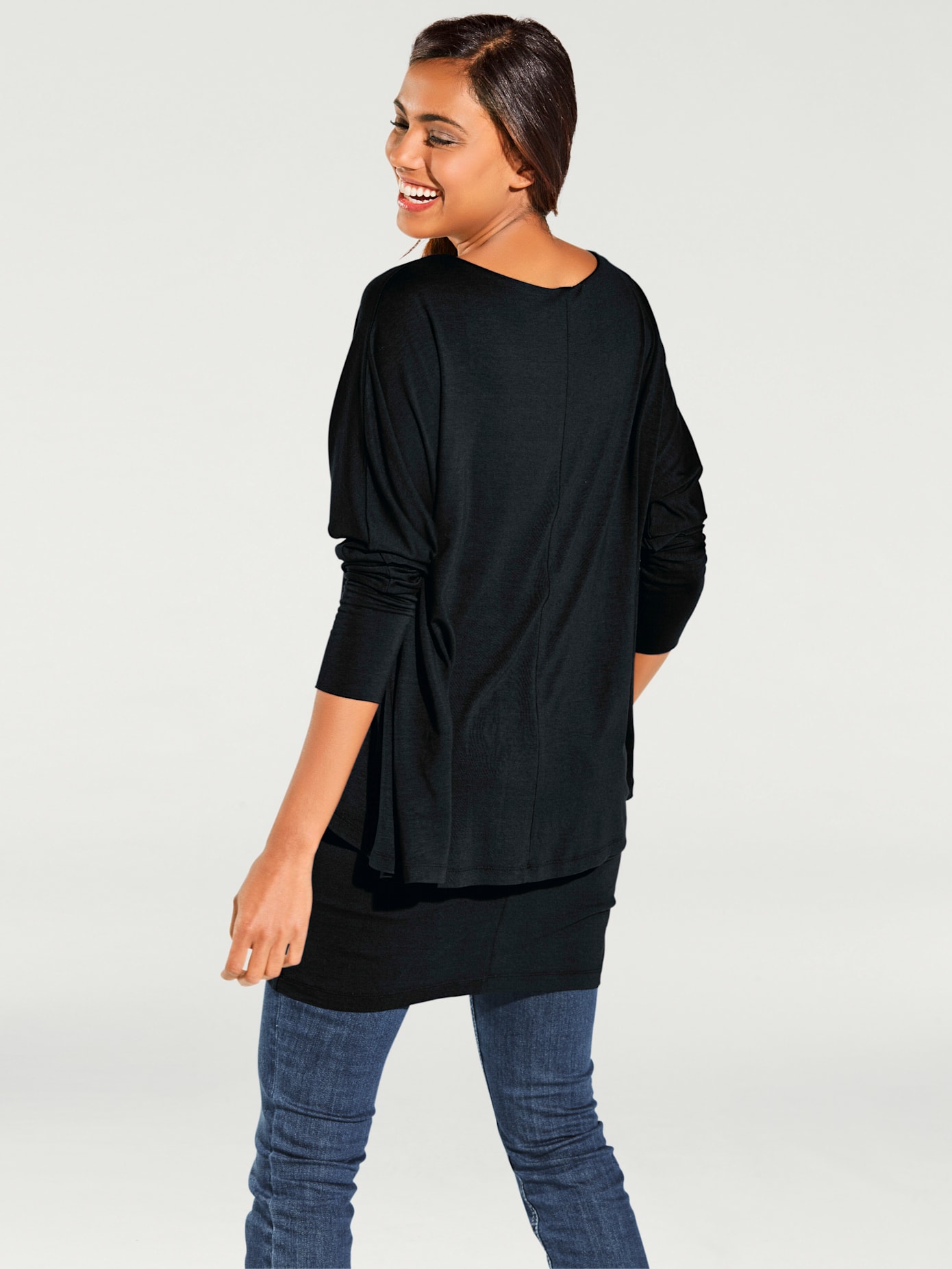 T-shirt à encolure ronde look décontracté tendance, manches chauve-souris
