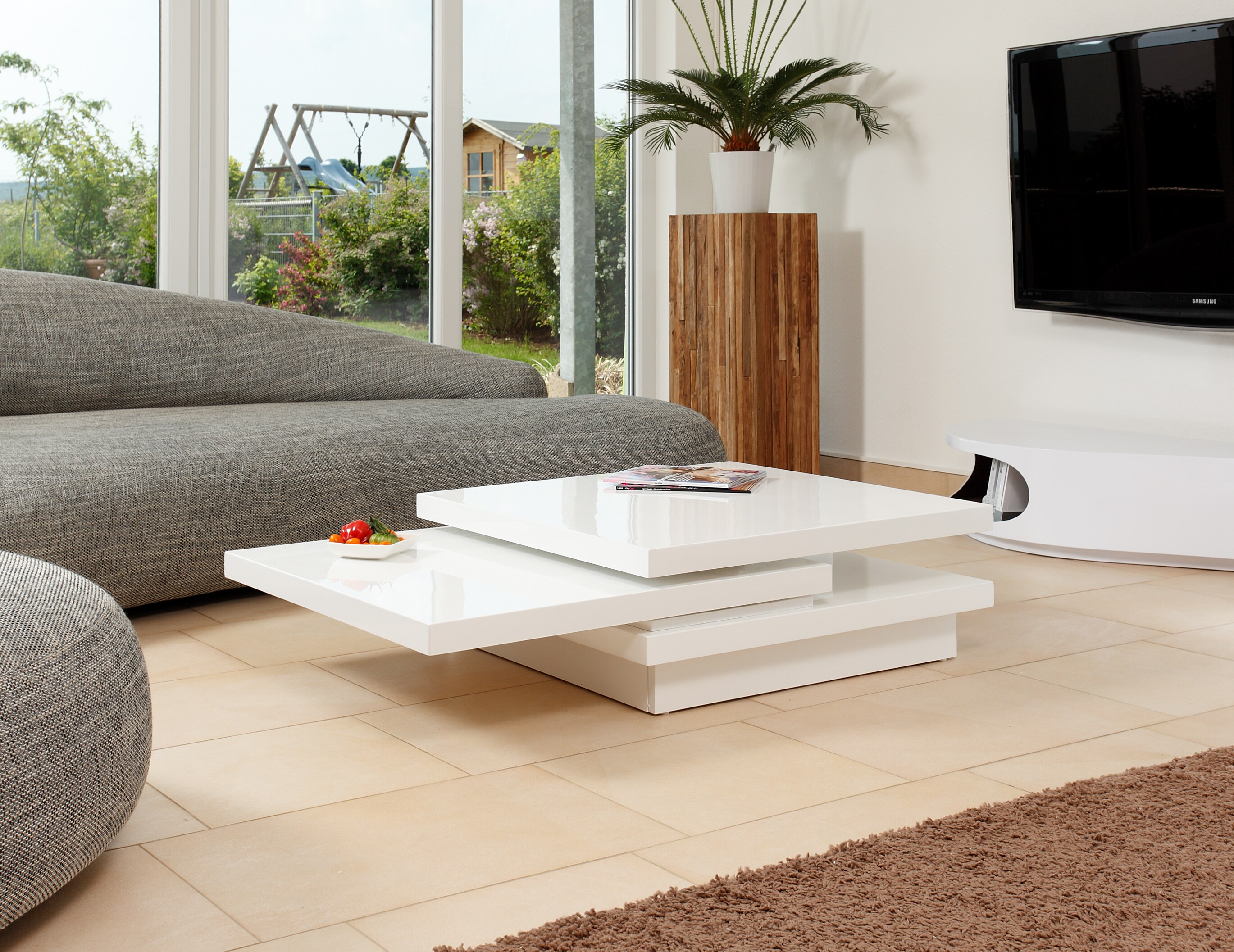 Couchtisch 120x80 hochglanz Beistelltisch Sofatisch Wohnzimmertisch Tisch weiß