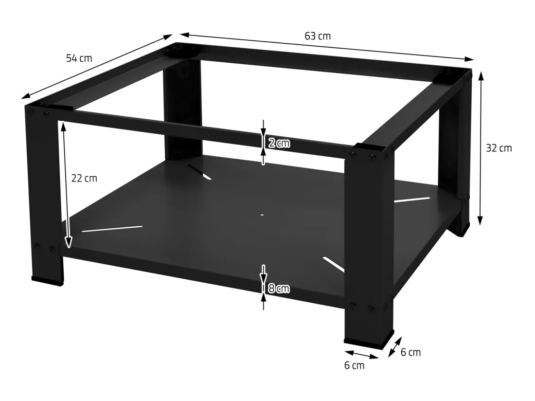 Socle pour machine à laver en acier noir accessoire avec étagère ML-Design