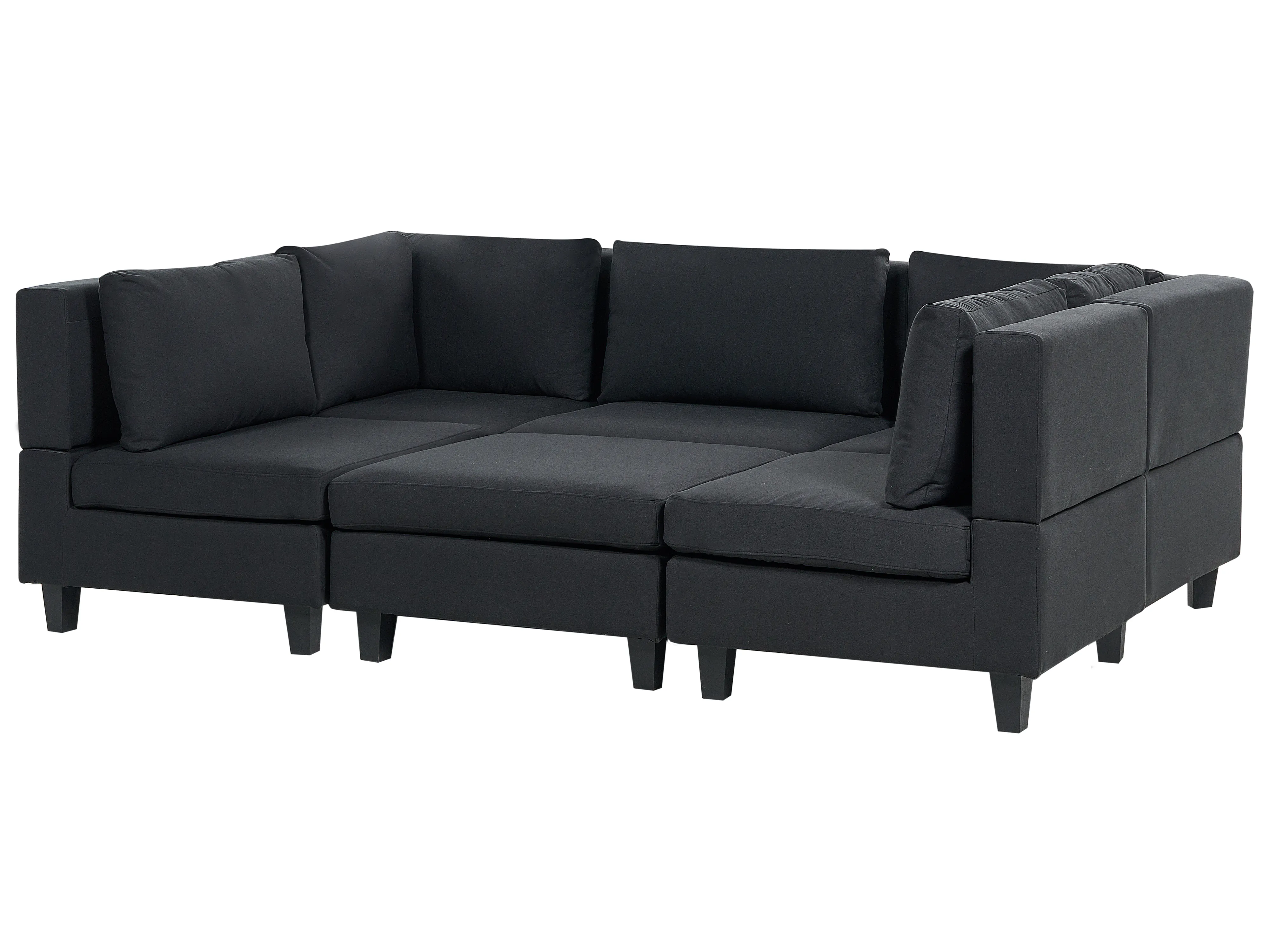 Modulaire U-vormige bank 5-zits UNSTAD Stof Zwart met ottomaan