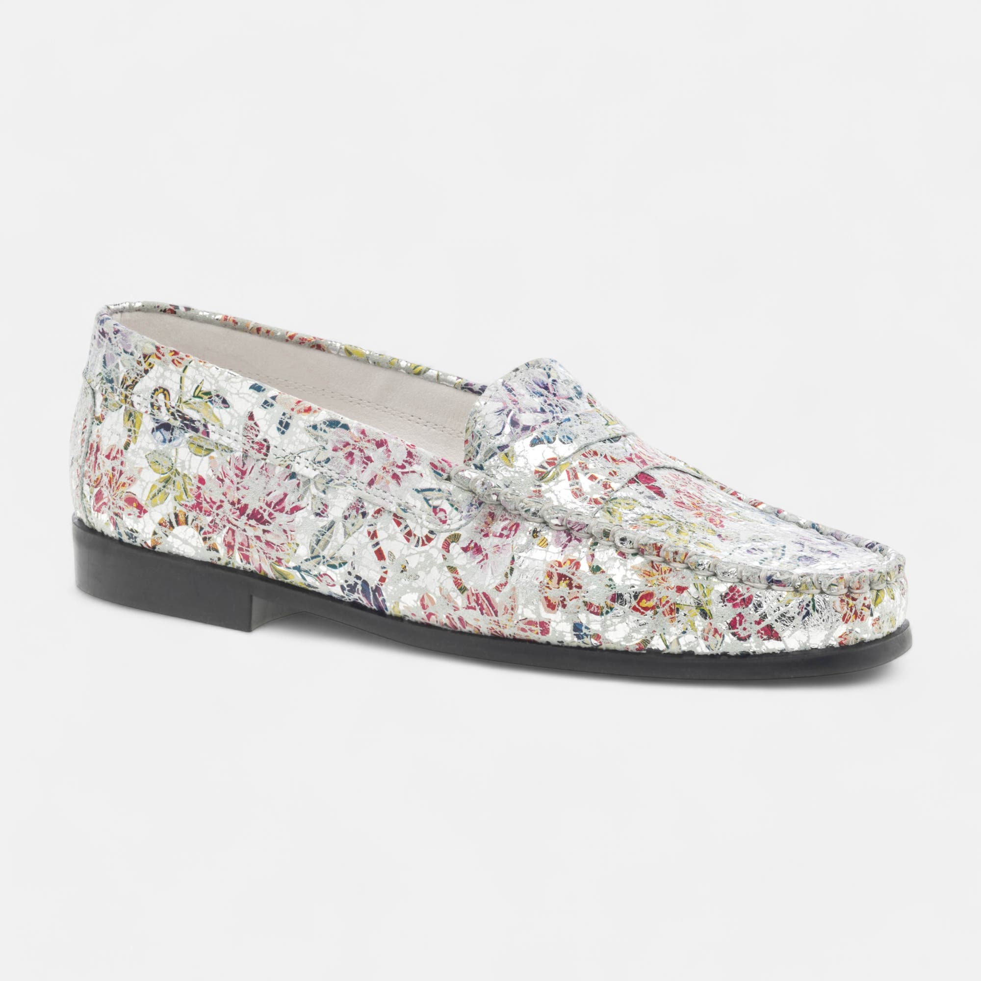 Mocassins pieds sensibles Femme en cuir multicolore