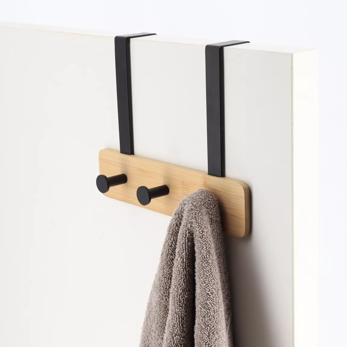 Patère pour porte 3 crochets (L29 x H20 cm) Bambou Noir