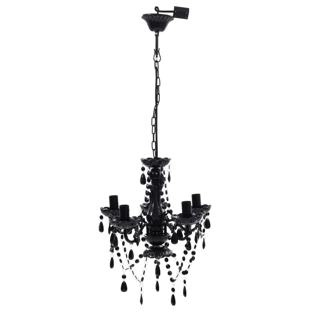 vidaXL Kroonluchter met 5 lampen, zwart