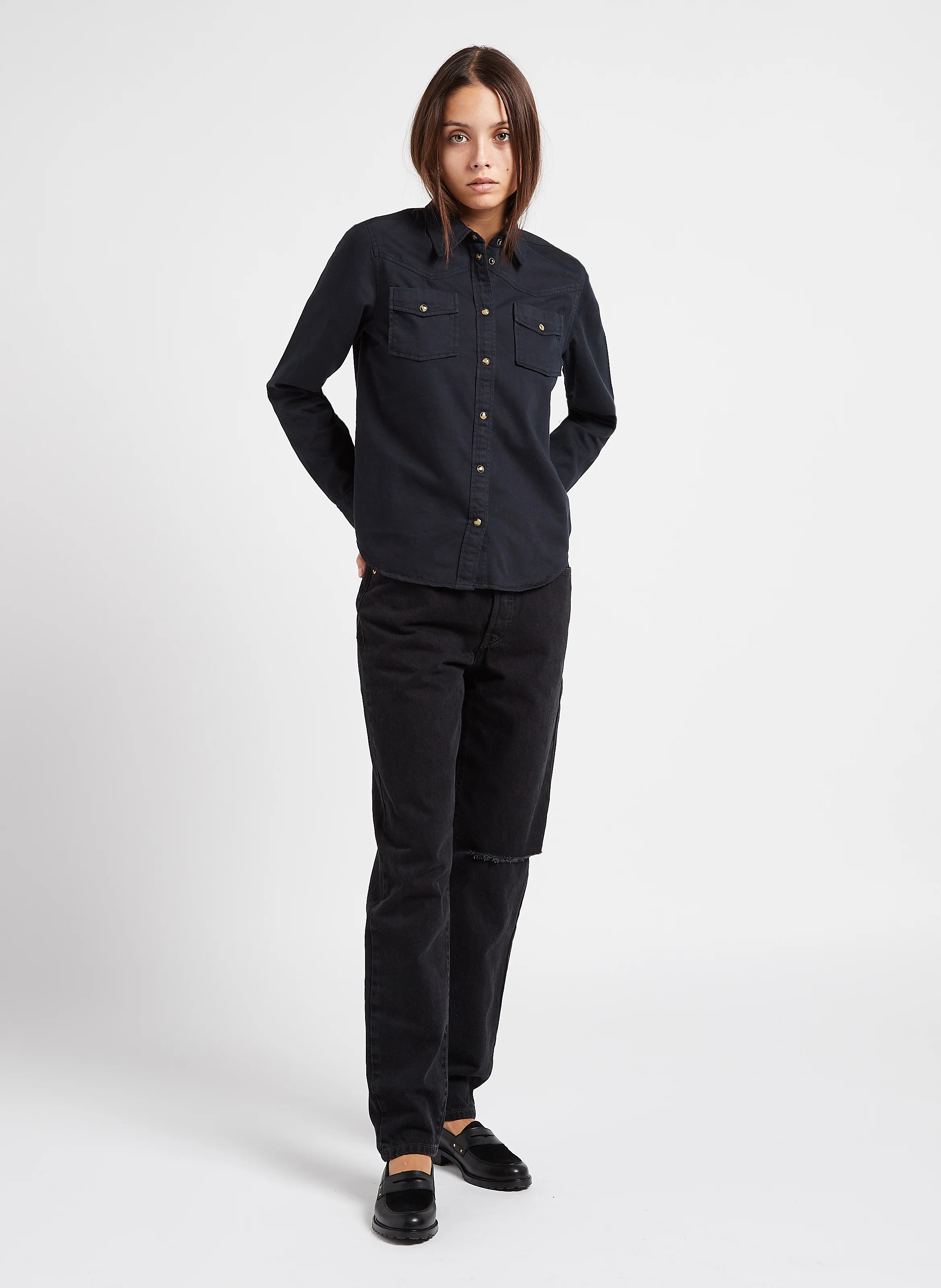 BOB - Chemise col classique en coton| Noir