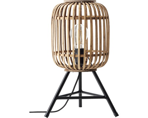 Tafellamp, 1-lichts, HxØ 41x30 cm, Woodrow naturel/bruin met snoerschakelaar