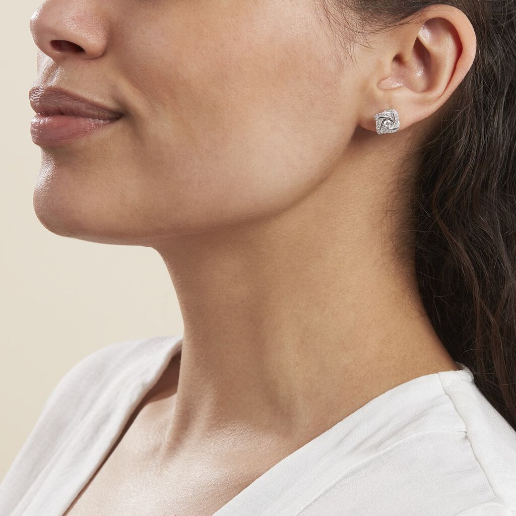 Boucles D'oreilles Puces Anasthase Argent Blanc Oxyde De Zirconium