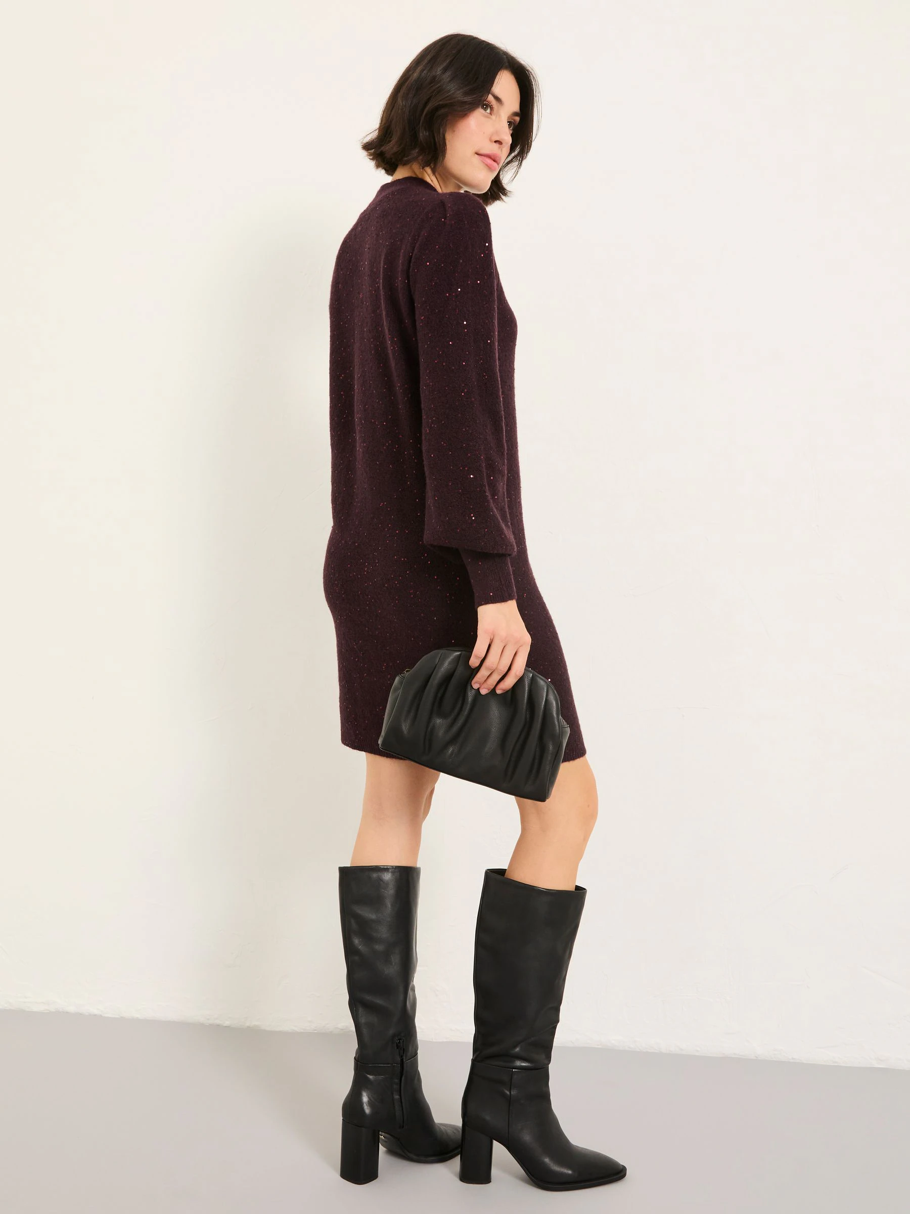 Bordeauxrood - FatFace Sparkle Knit Mini Dress