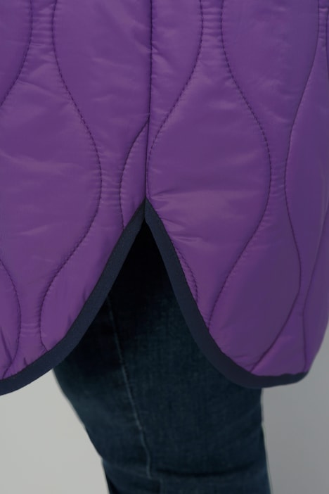 Long-Steppweste, Kapuze, Zipper