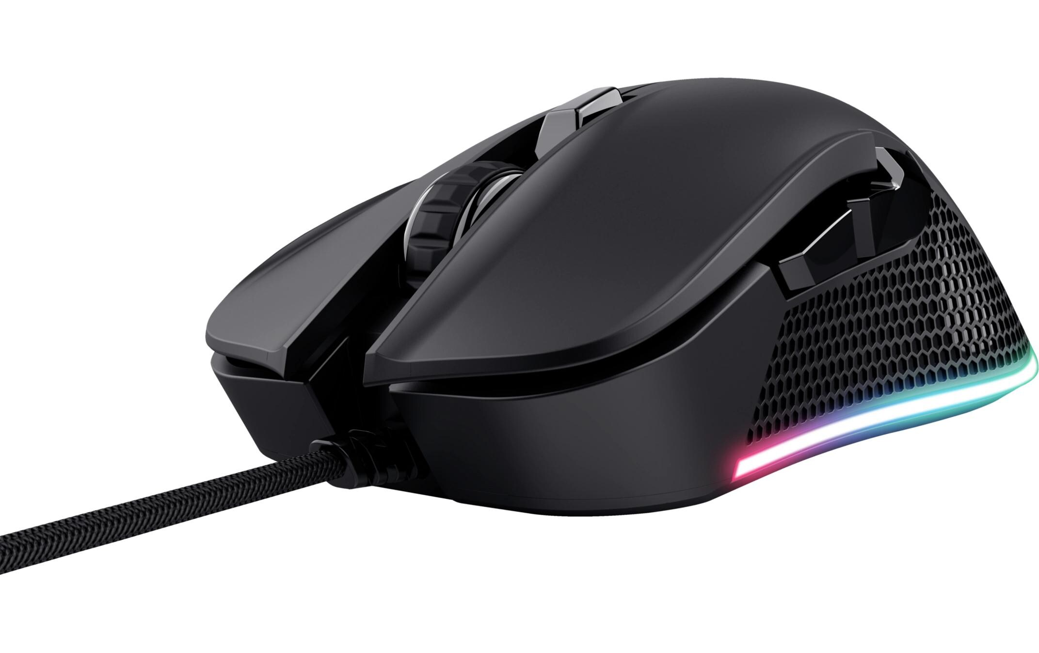 Gaming-Maus GXT922 Ybar SchwarzGaming-Maus mit 7200 dpi Auflösung und vollständiger RGB-LED-Beleuchtung