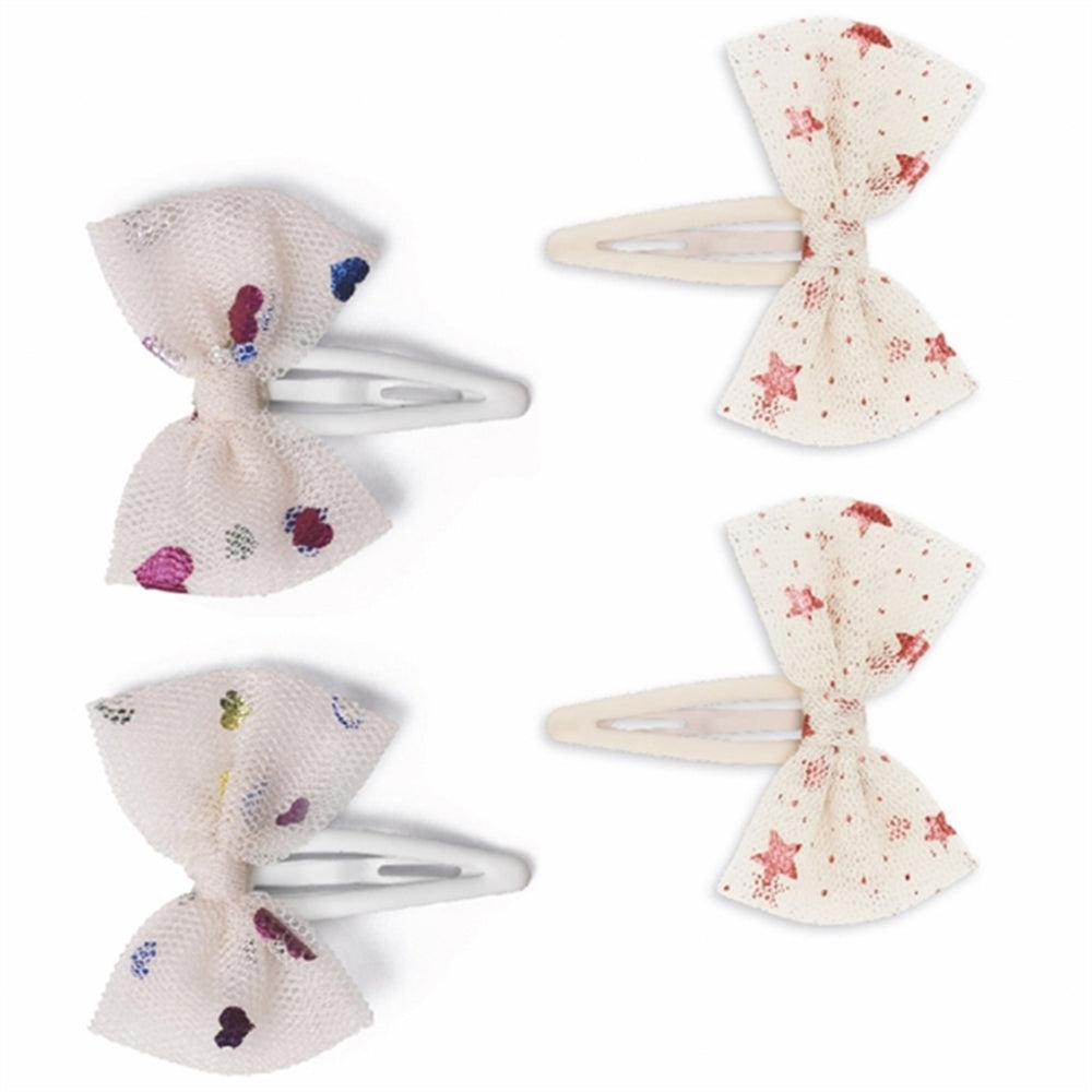 HårklipsTulle Bowtie 4-pak Heart Of Gold Multi/Etoile Pink Sparkle