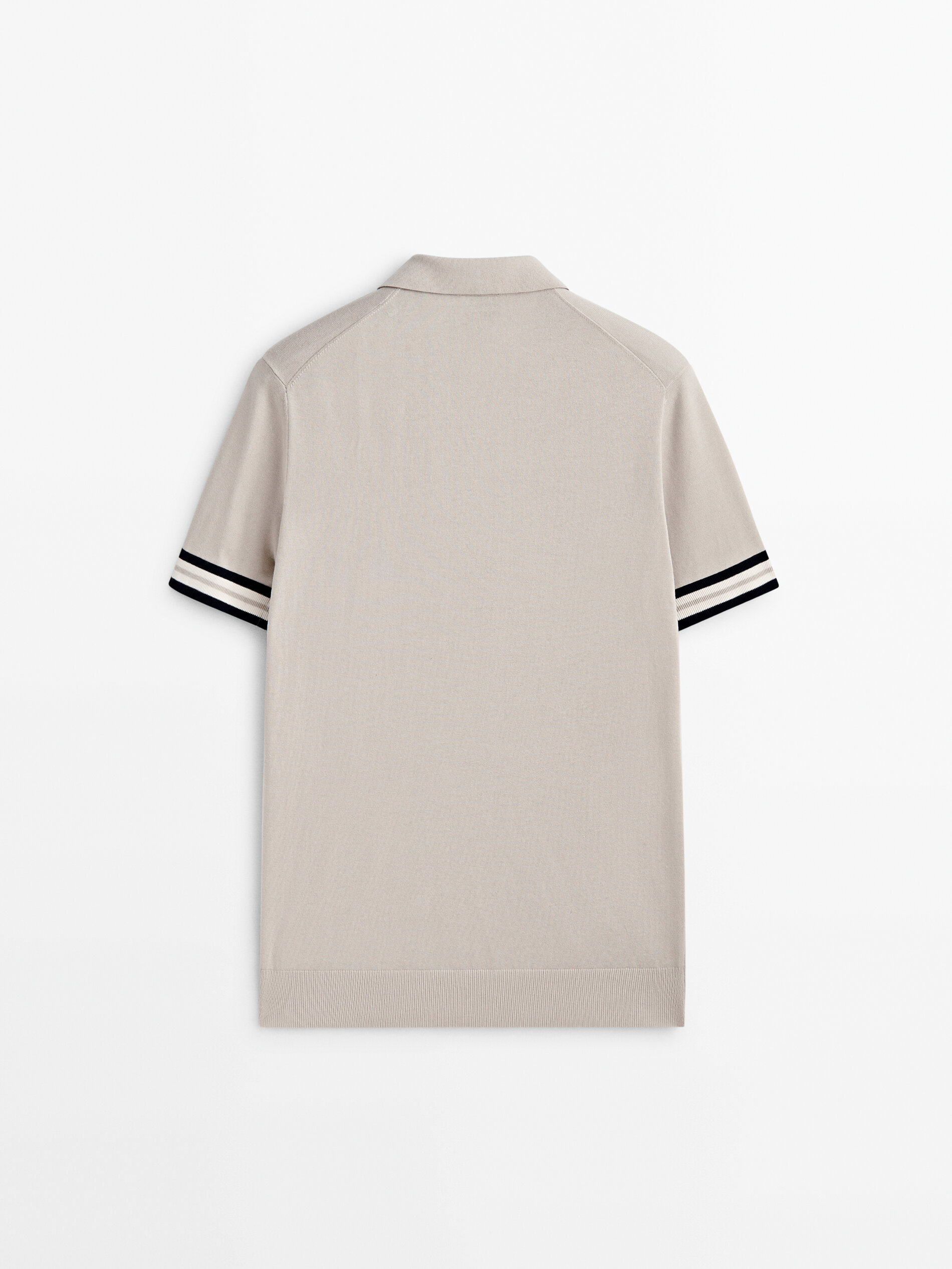 Camisa polo de manga curta com contraste - Bege