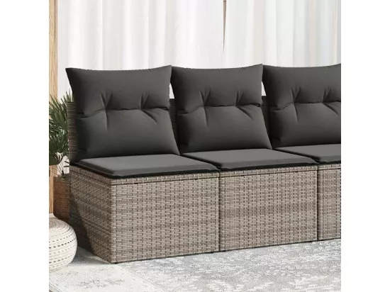 Salon de jardin 4 pièces avec coussins gris résine tressée acacia