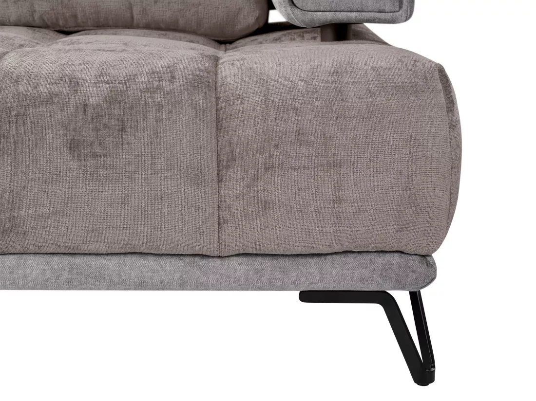 Canapé d'angle gauche en tissu et velours gris NIVORIA