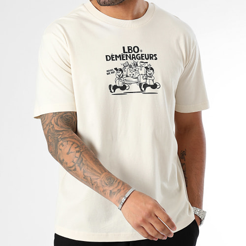 Tee Shirt Oversize Large Drop Collection Déménageurs Beige Noir