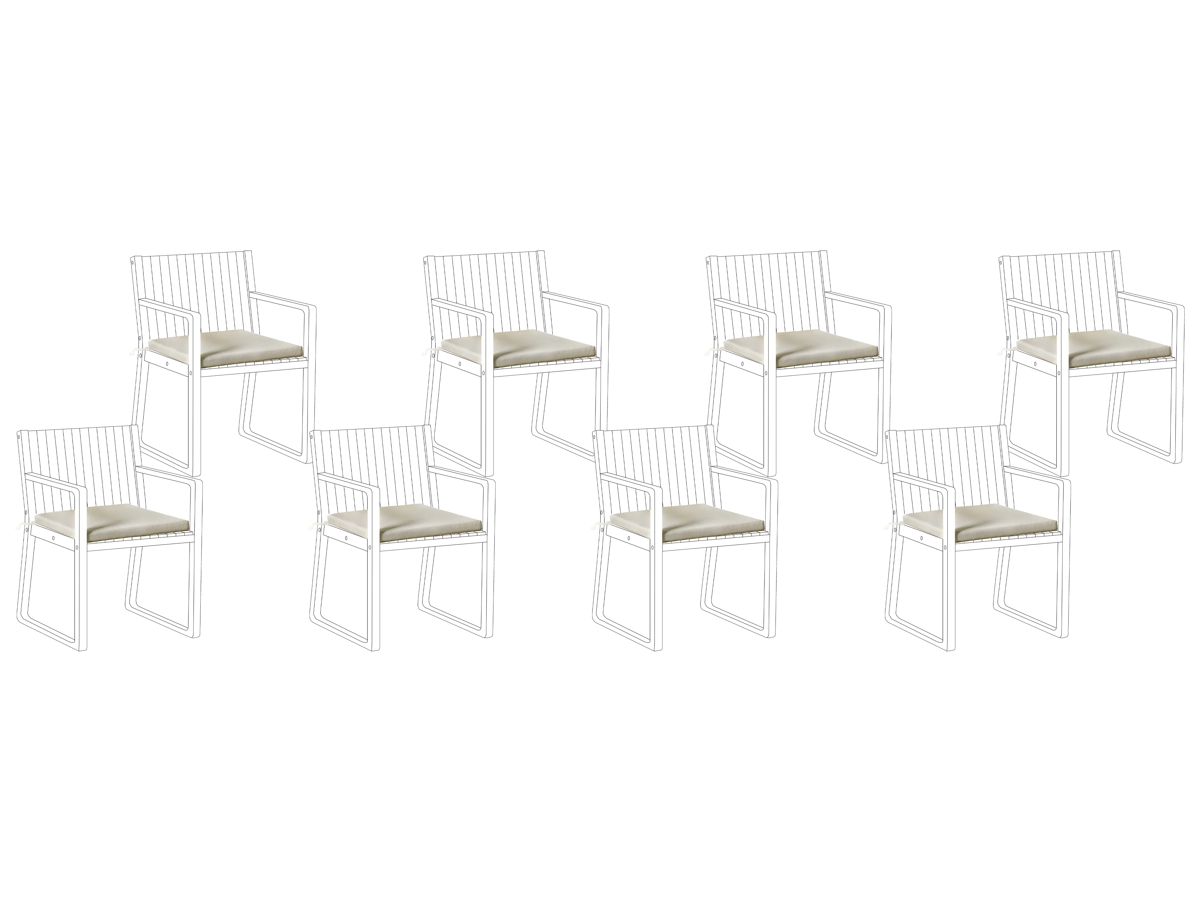Set van 8 tuinzitkussens SASSARI PREMIUM 46 x 46 cm Taupe
