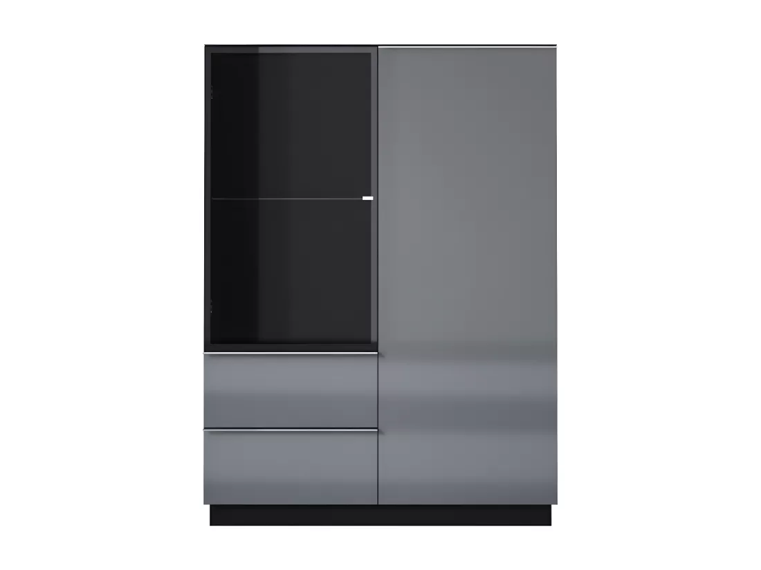 Vaisselier 2 portes 2 tiroirs Mathis Gris et Noir
