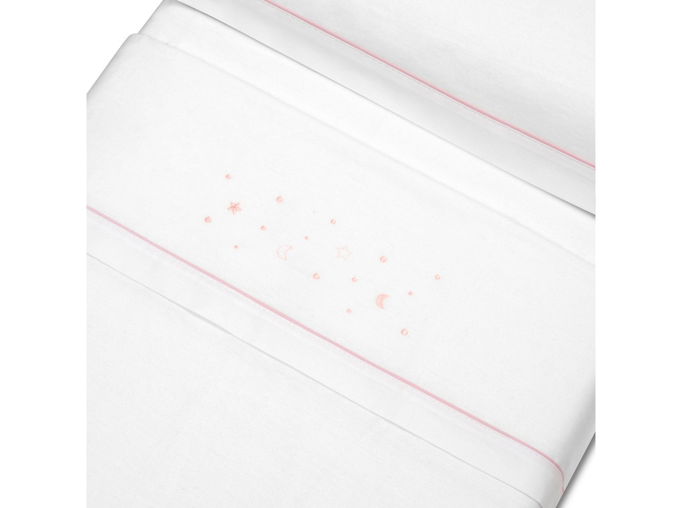 CONJUNTO DE LENÇOIS CAMA INTERBABY FLANELA BRANCO/ROSA 60X120CM