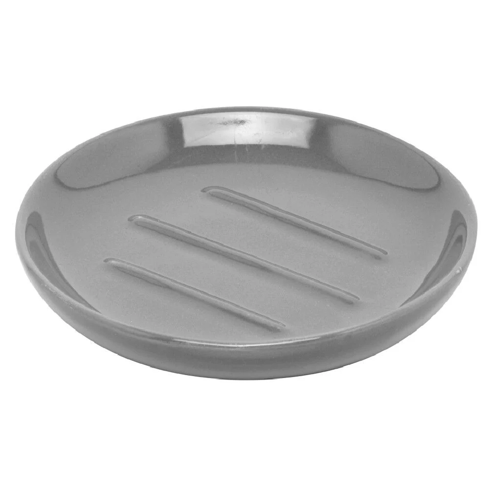 Porte savon rond céramique gris