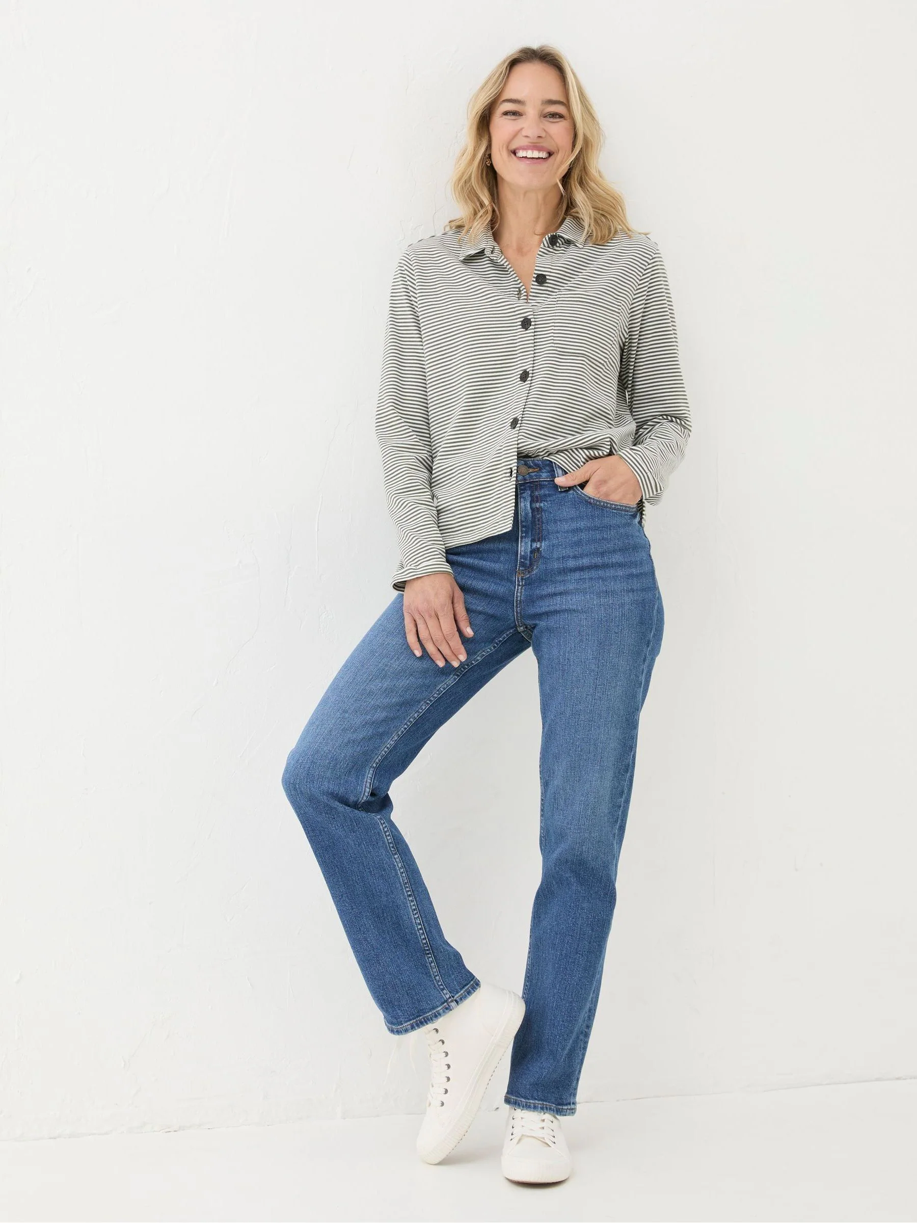 Blauwe denim - FatFace Comfort Straight Jeans
