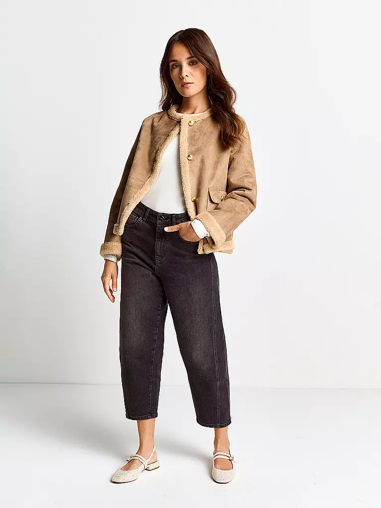 RICH & ROYAL Jacke in Felloptik beige