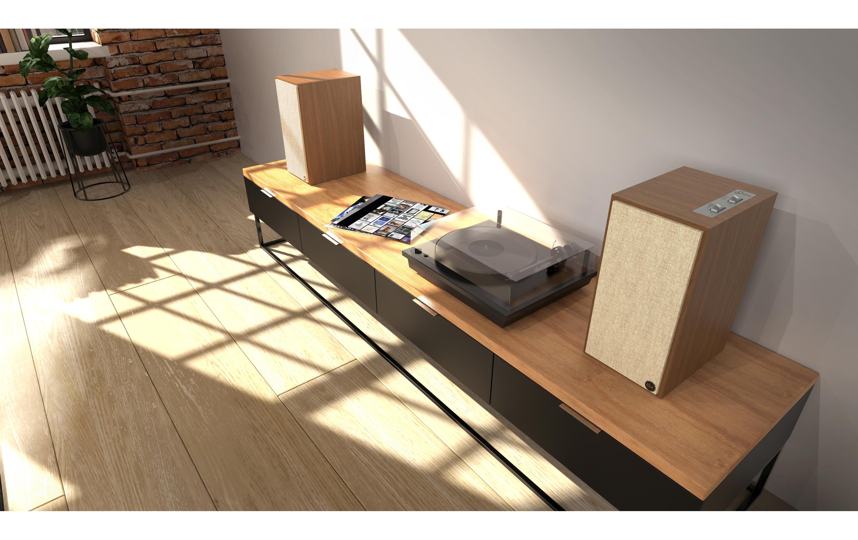 Regallautsprecher Paar The Sevens – Walnuss<br>Aktivlautsprecher-Paar mit Bluetooth und digitalen Anschlüssen