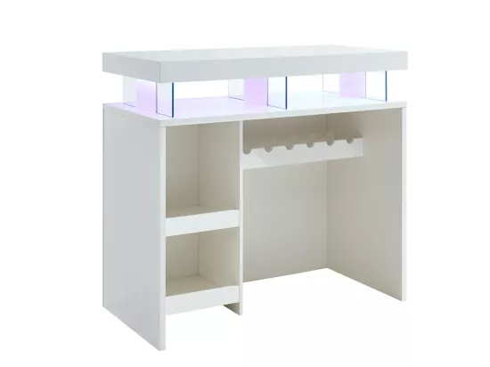 Meuble de bar avec LEDS en MDF blanc laqué - FABIO II