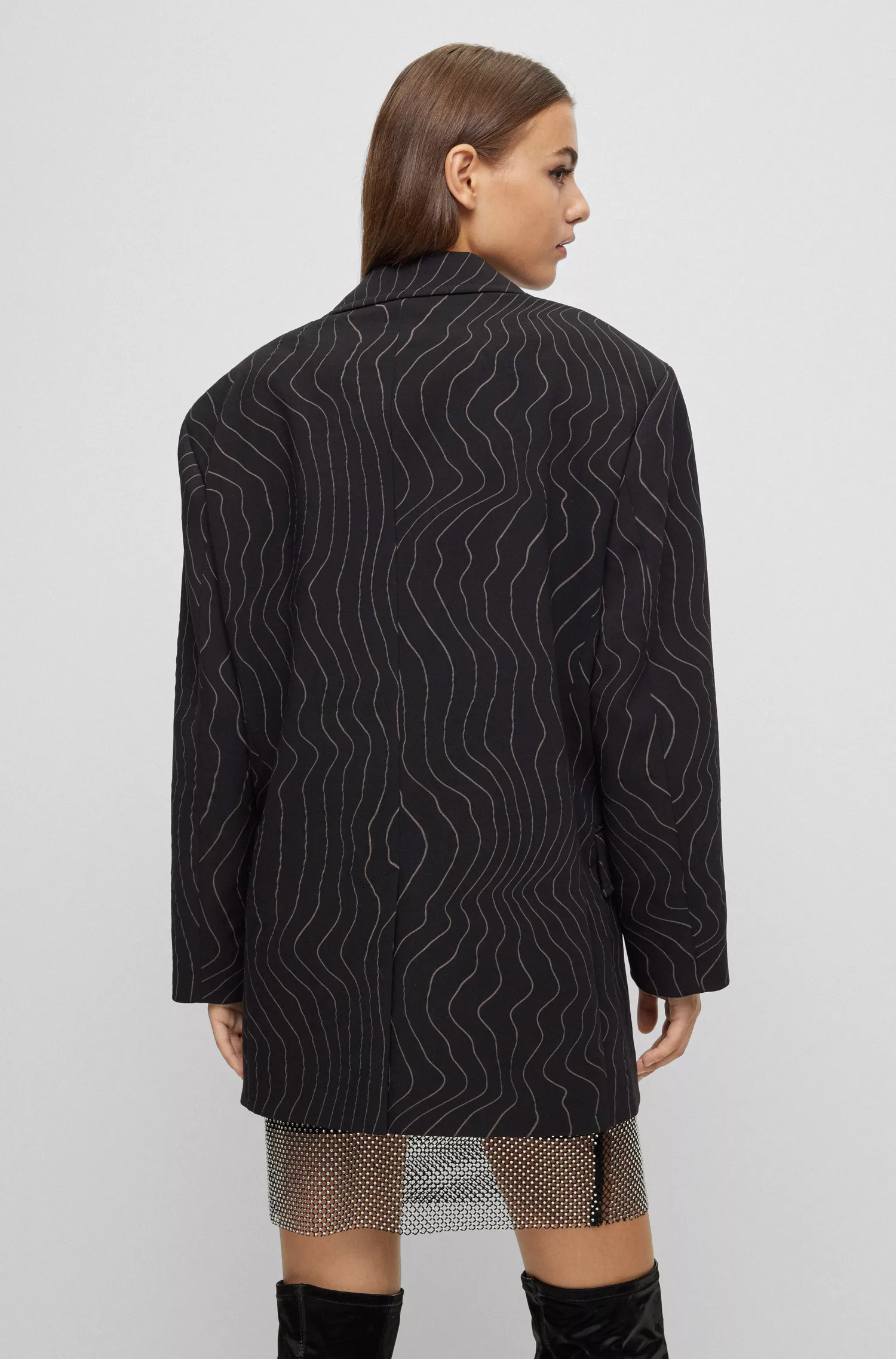 Jaqueta listrada oversized HUGO Red-HUGO x Bella Poarch