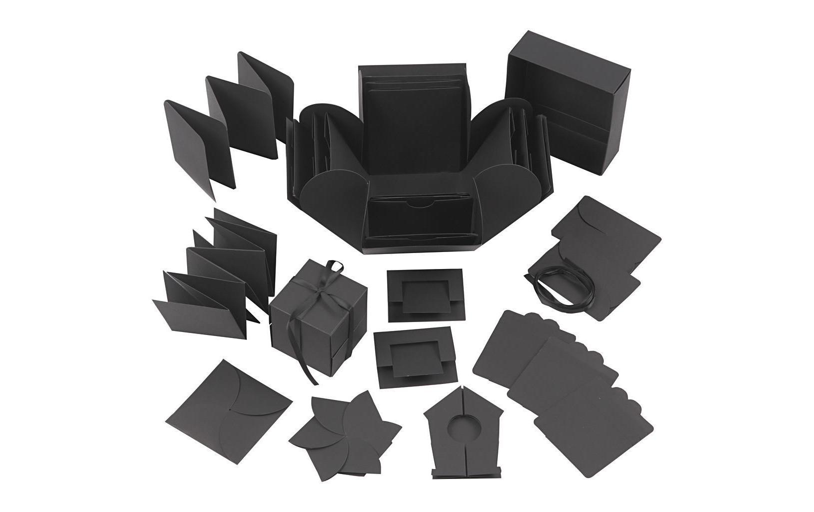 Geschenkbox Schwarz, 12 x 12 x 12 cmZusammenklappbare Explosionsbox