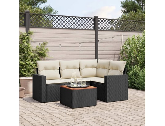 VIDAXL - Salon extérieur Salon de jardin 5 pcs avec coussins noir résine tressée