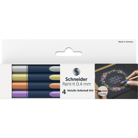Schneider Paint-It 050 Metallic Rollerball 4er-Etui Tintenroller - 0.4 mm