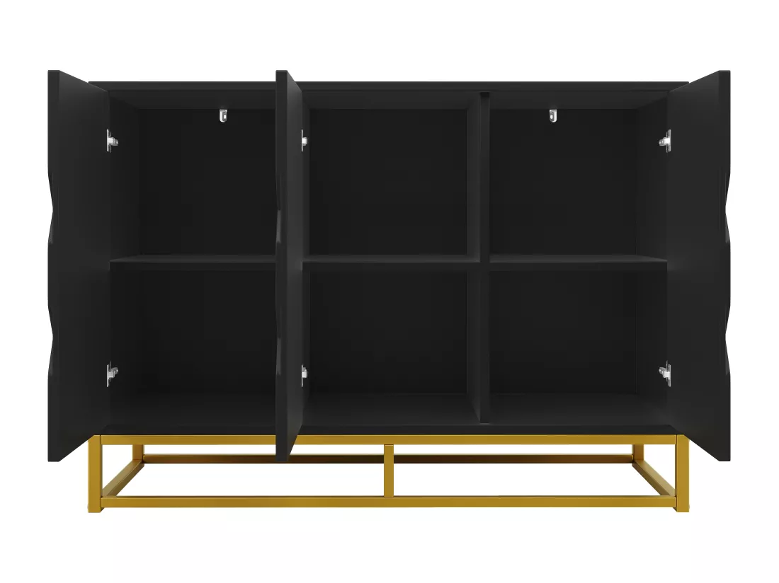 Buffet moderne 120×40×85 cm - 3 portes avec étagères réglables - Noir