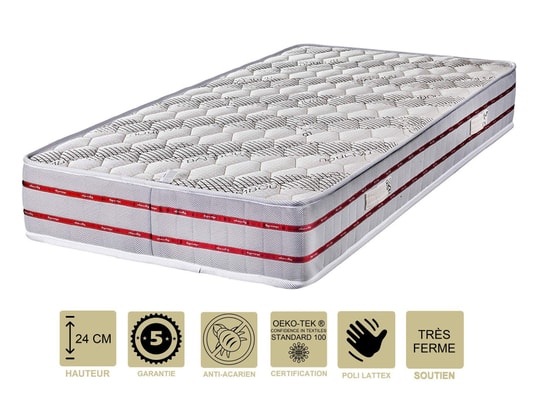 PROVENCE LITERIE - Matelas Tissu Bambou Naturel 120x190 x 24 cm + Protège Matel...
