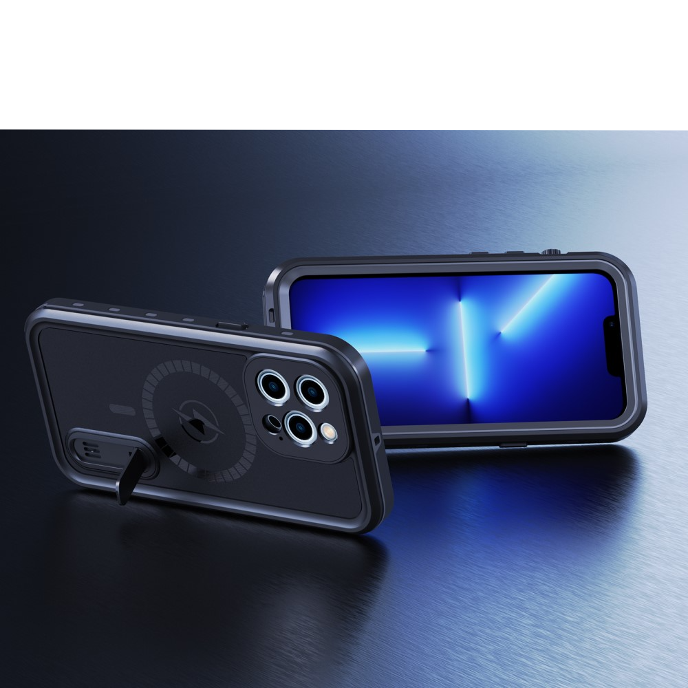 iPhone 13 Pro Wasserfeste MagSafe Outdoor Schutz Hülle mit Aufsteller (IP68) - Schwarz