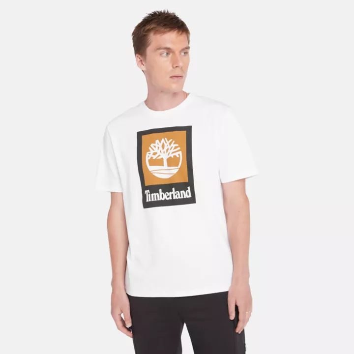 T-shirt à logo en relief unisexe en blanc/noir