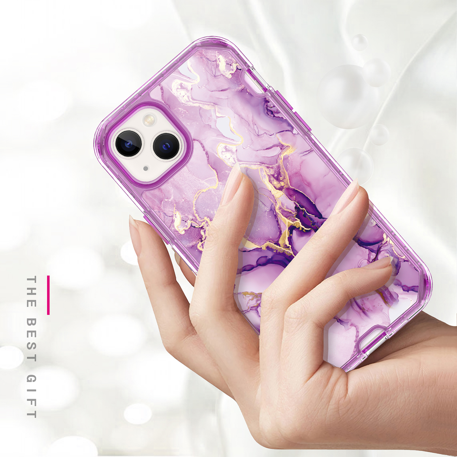 iPhone SE (2022/2020) / 8 / 7 Hybrid Hülle TPU Bumper mit Acryl Rückseite im Marble Marmor Design - Style 2