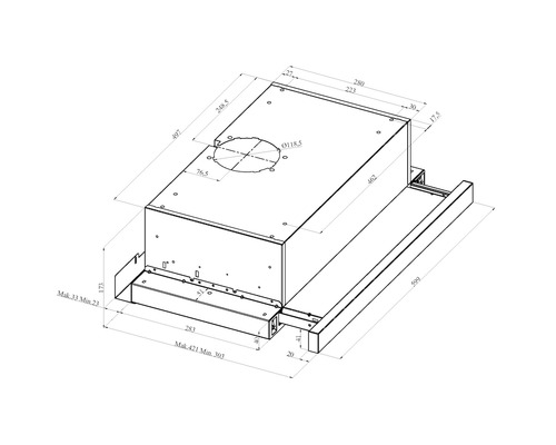 Amica FH 664 620 E vlakscherm afzuigkap, BxL 60 x 31 cm, zilver