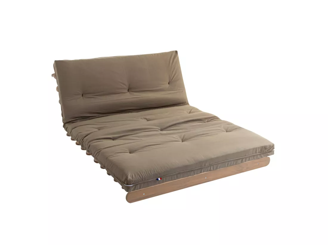 Matelas futon coeur en mousse à mémoire de forme, taupe 90x200