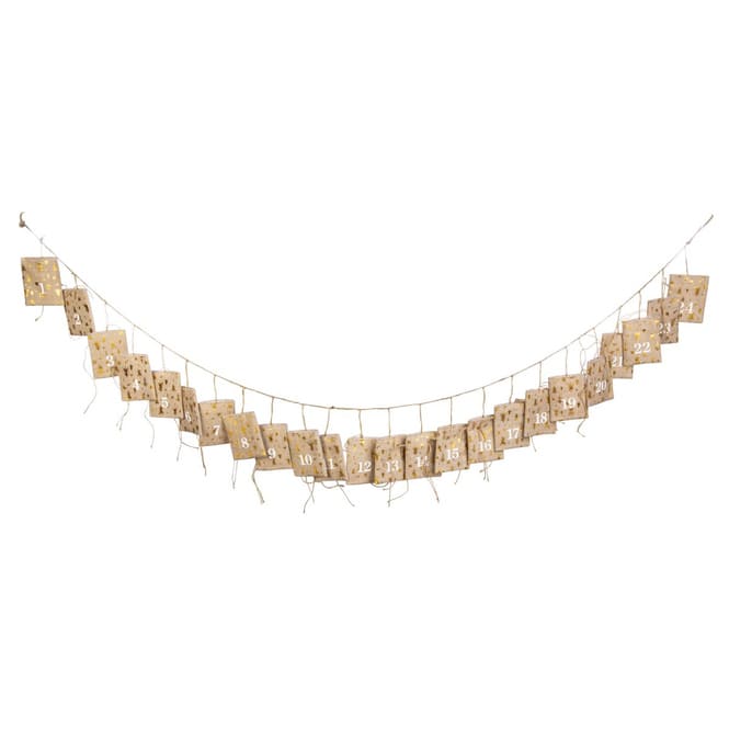 Adventskalender Säckchen - braun/gold - ca. 220 x 13 cm