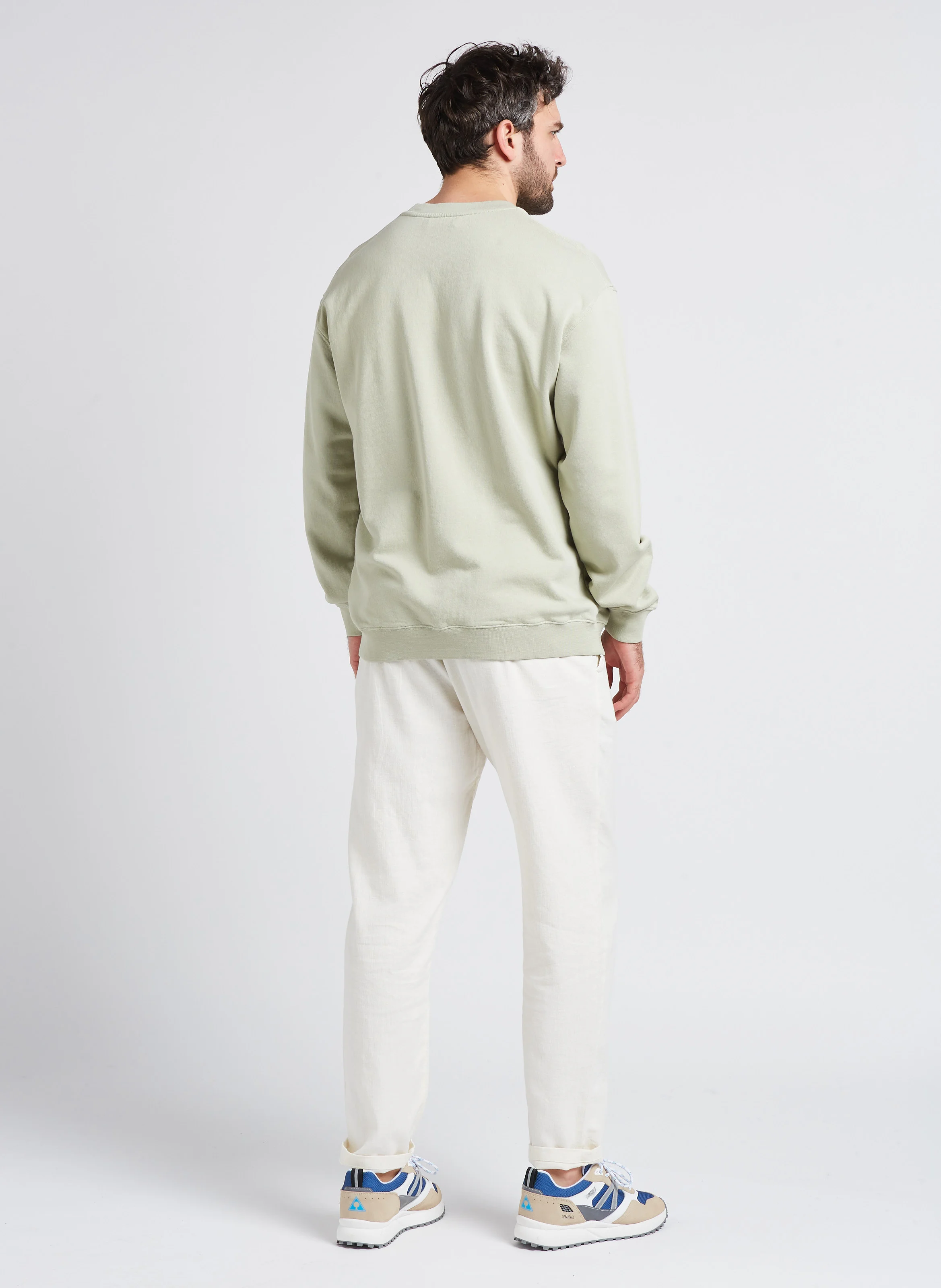 Pantalon droit en coton bio mélangé| Blanc