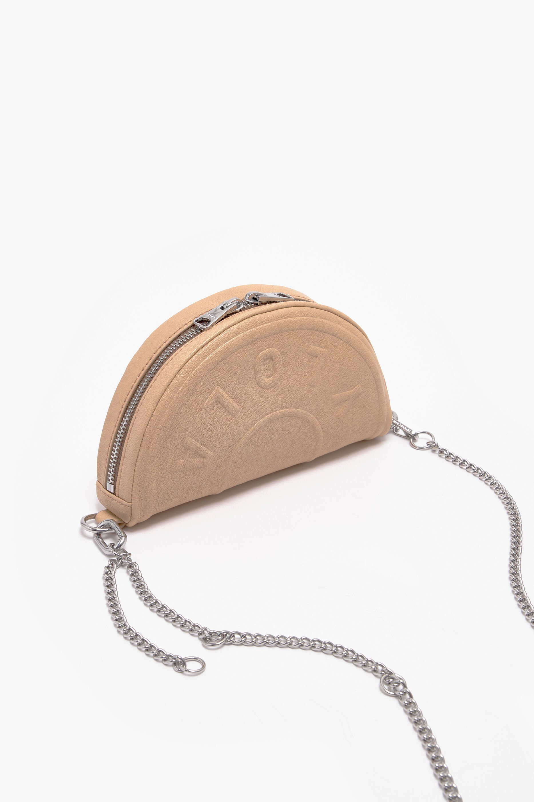 Bolsa de ombro Chimo XS em couro cor areia.