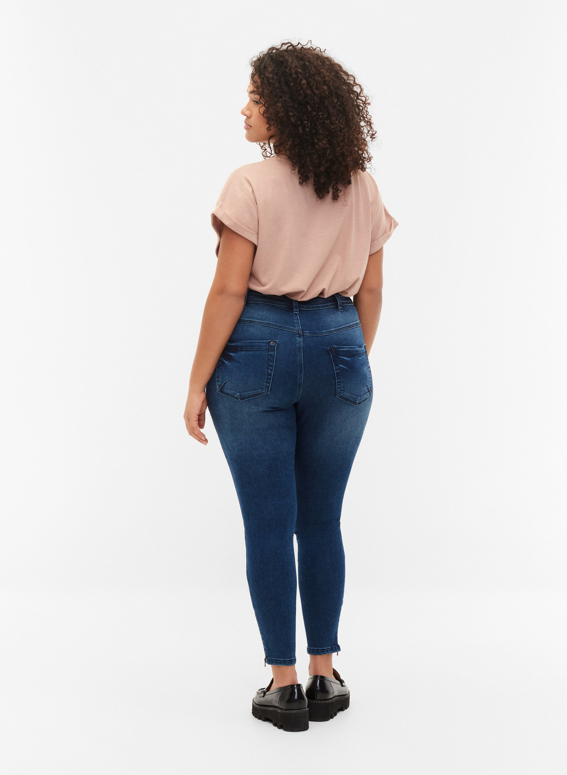 Cropped Amy jeans med lynlås