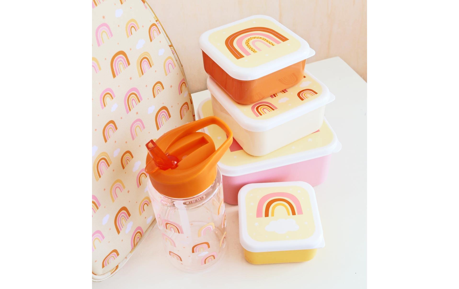 Lunchbox & Snack Box Set RegenbogenLunch- und Snackbox Set mit praktischem Spender