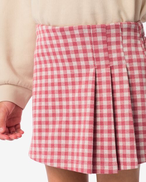 jupe-short enfant à carreaux rose