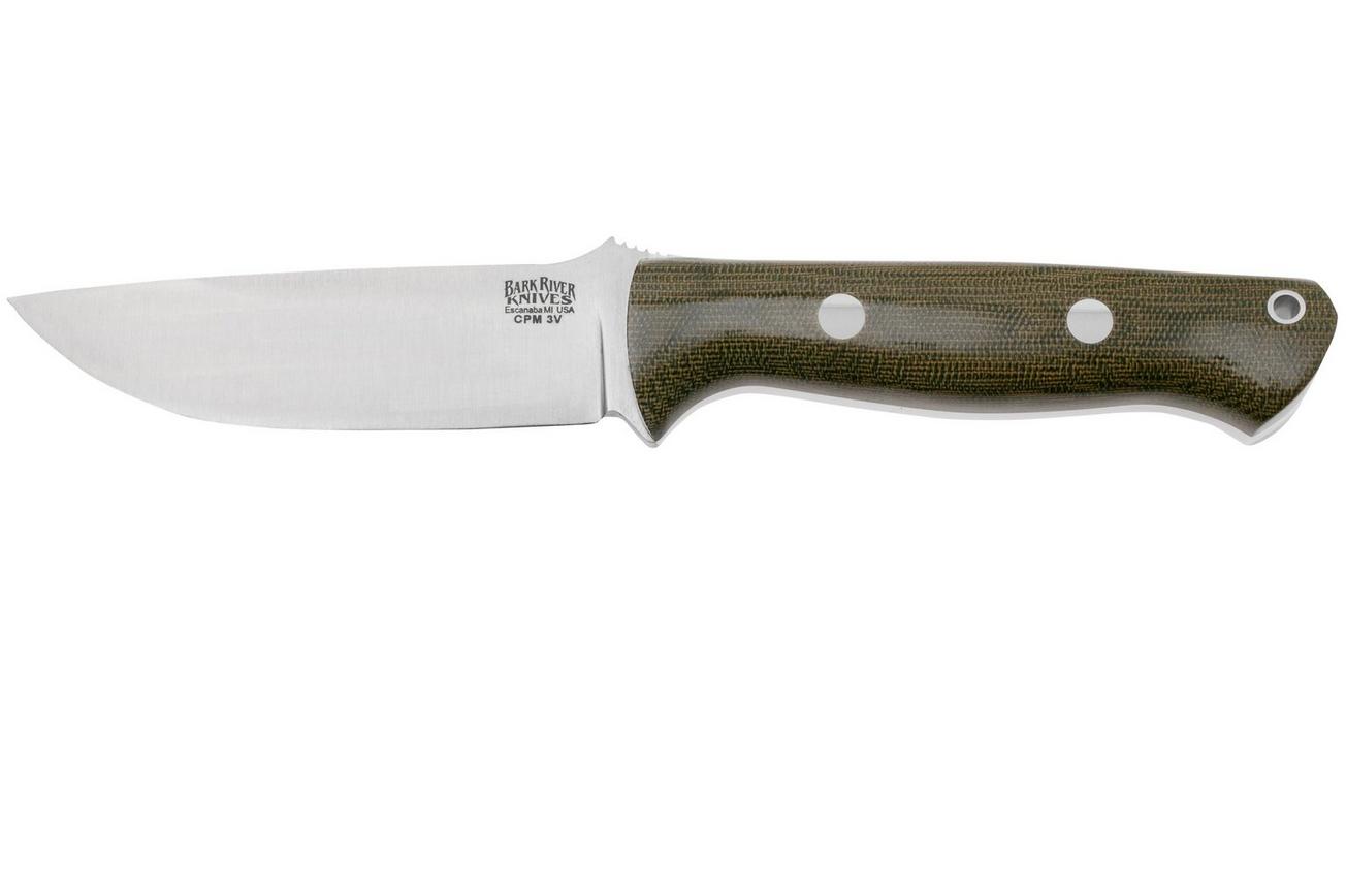 Bark River Bravo 1 CPM 3V, Green Canvas Micarta, vaststaand mes