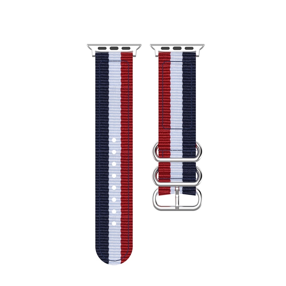 Apple Watch (42/41/40/38 mm) Canvas Stoff Armband mit Dornschliesse (Gelenkumfang 165-215mm) - Rot / Weiss / Blau
