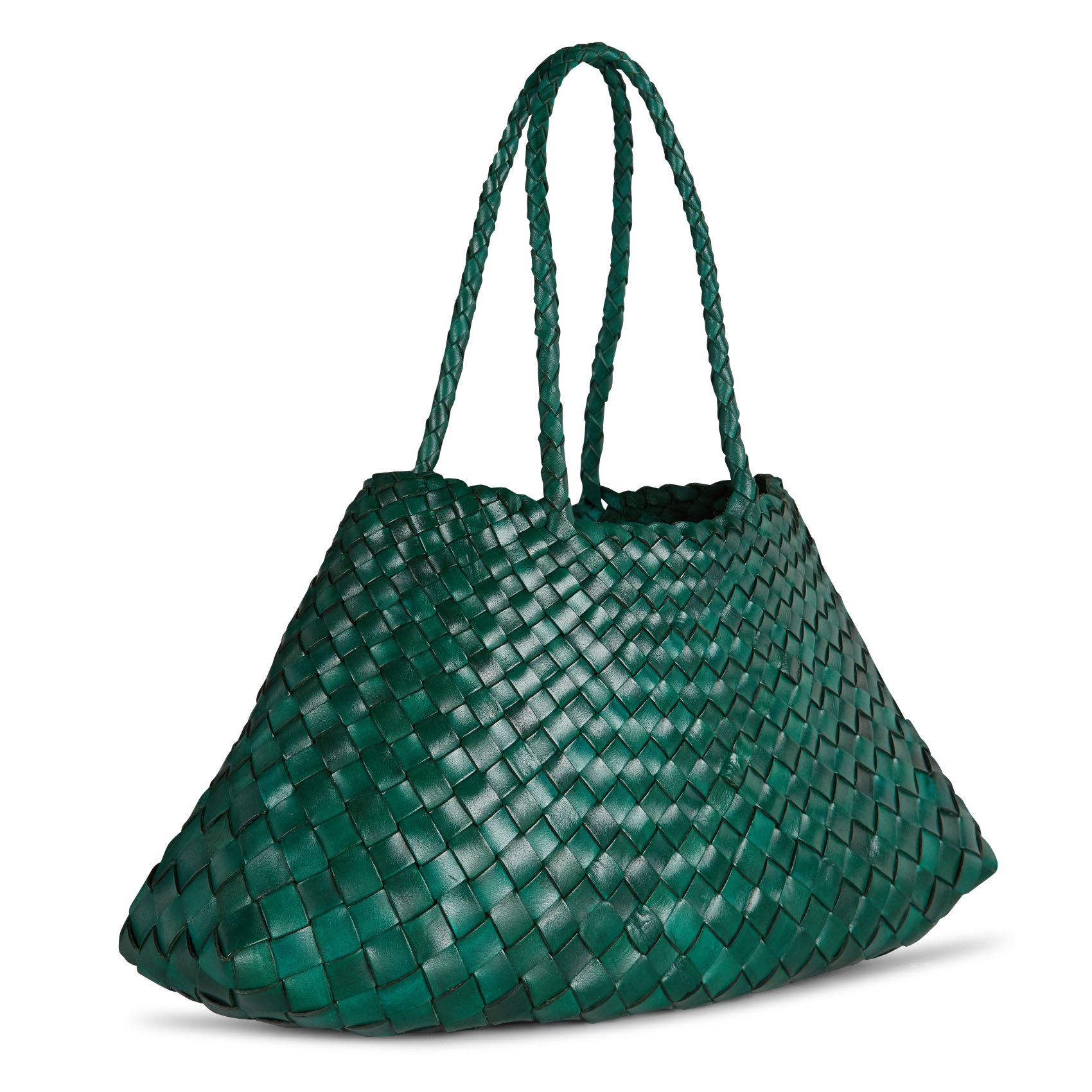 SANTA CROCE BIG - Panier tissé en cuir | Vert